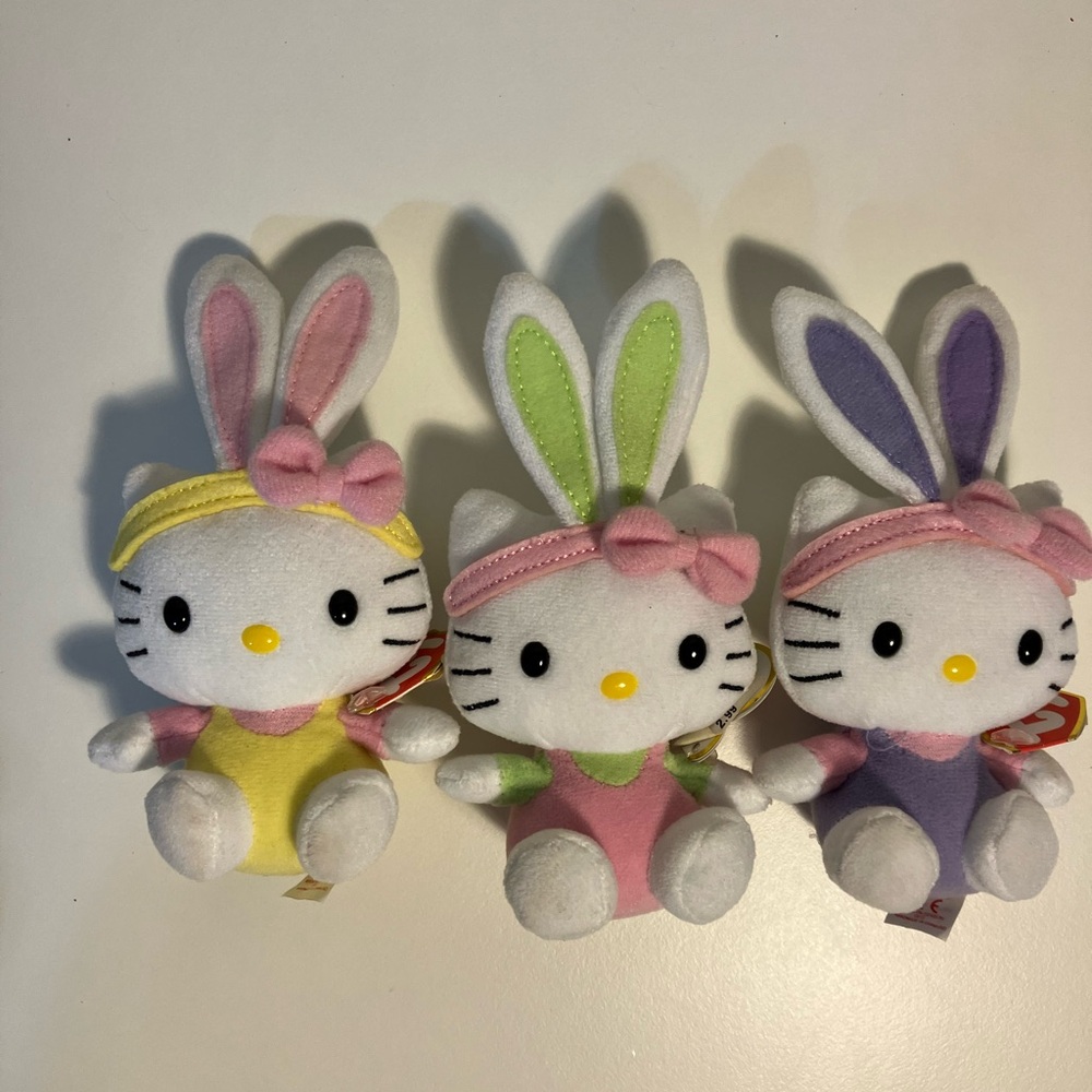 Hello Kitty Bunny Plush Set - Pink, Green, Purple